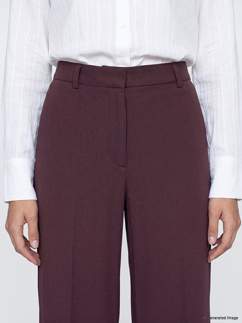 Regular Fit Wide Leg Women's Trousers-2