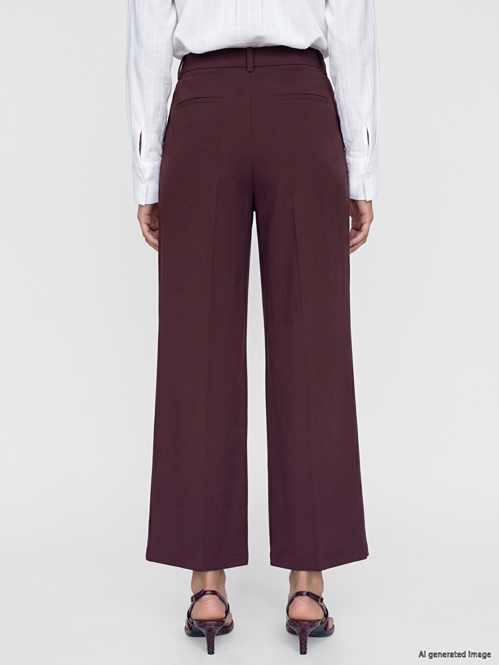 Regular Fit Wide Leg Women's Trousers-3