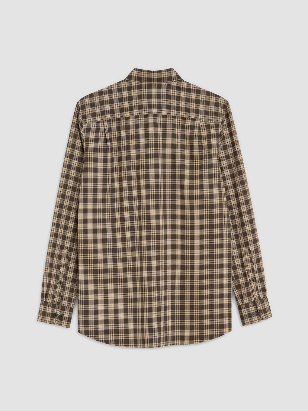 Kahverengi Regular Fit Ekose Gabardin Erkek Gömlek-1