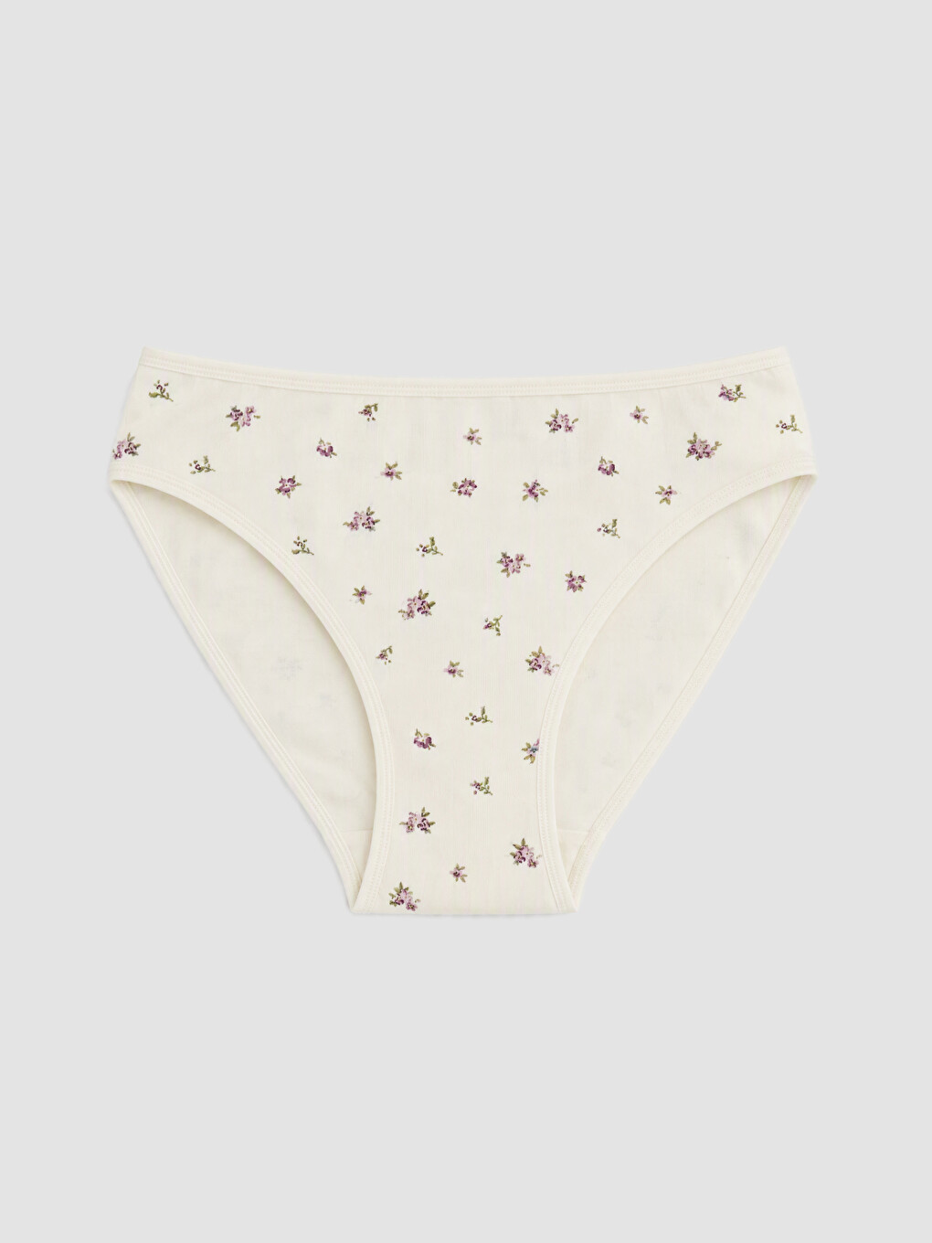 Ekru Çiçekli Bikini Külot 3'lü-3