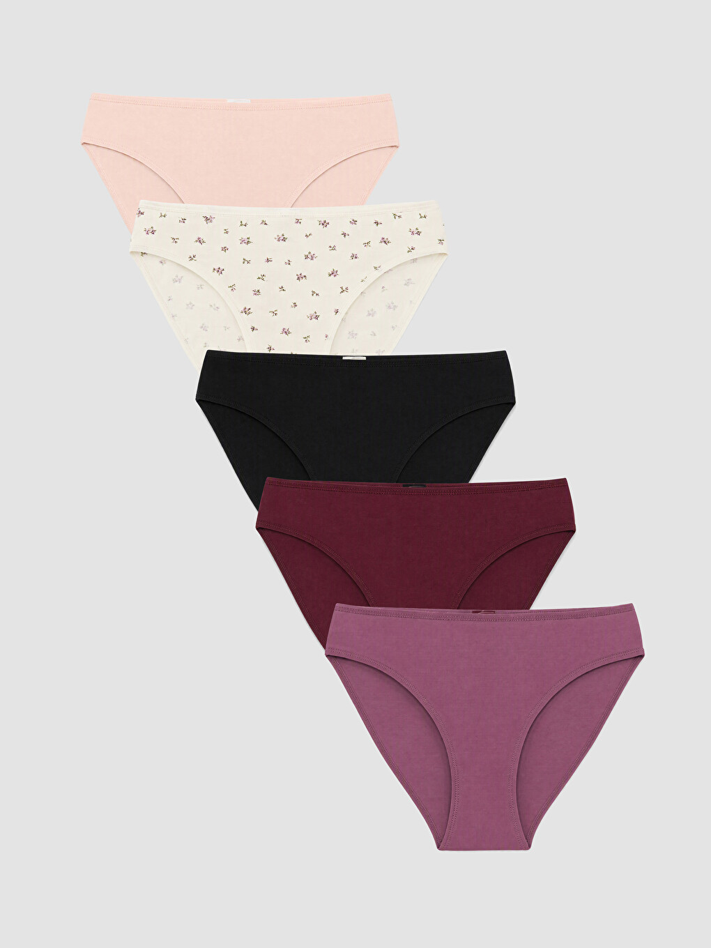 Ekru Çiçekli Bikini Külot 5'li