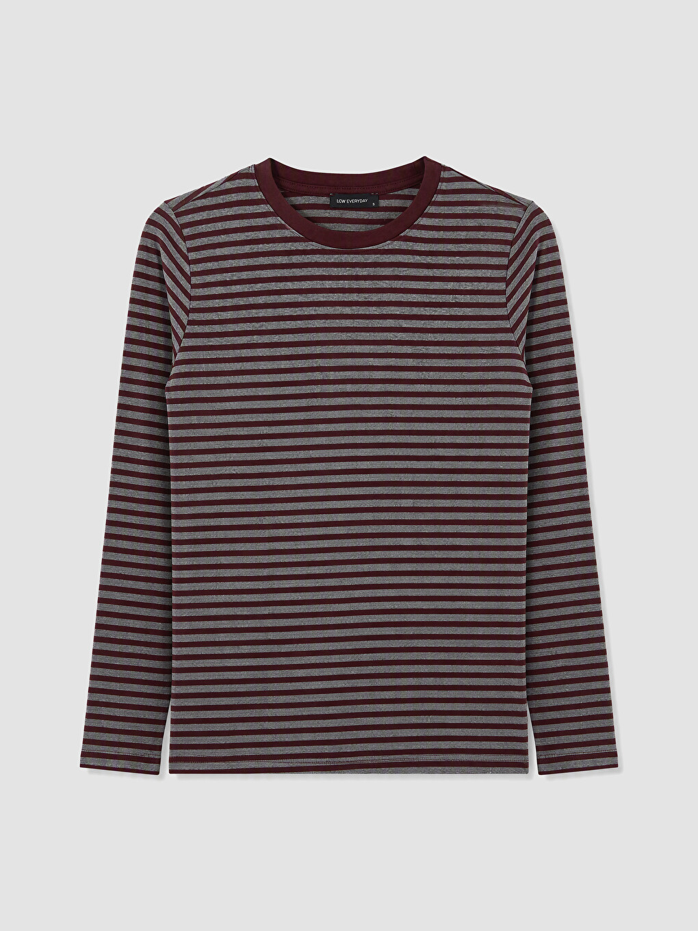 Bordo Bisiklet Yaka Çizgili Kadın Body