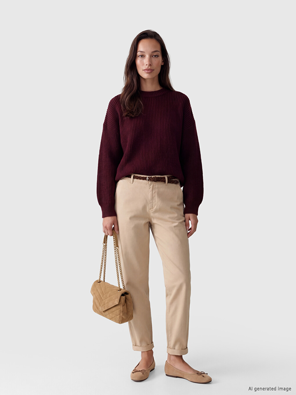 Џемпер Од Трико Со Округол Врат За Жени-1