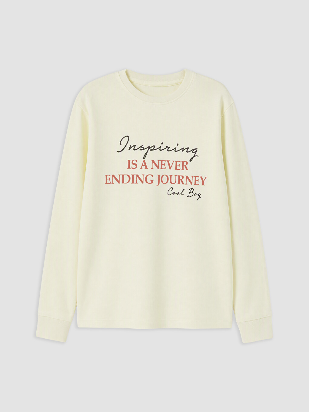 Ekru Slogan Baskılı Erkek Çocuk Tişört
