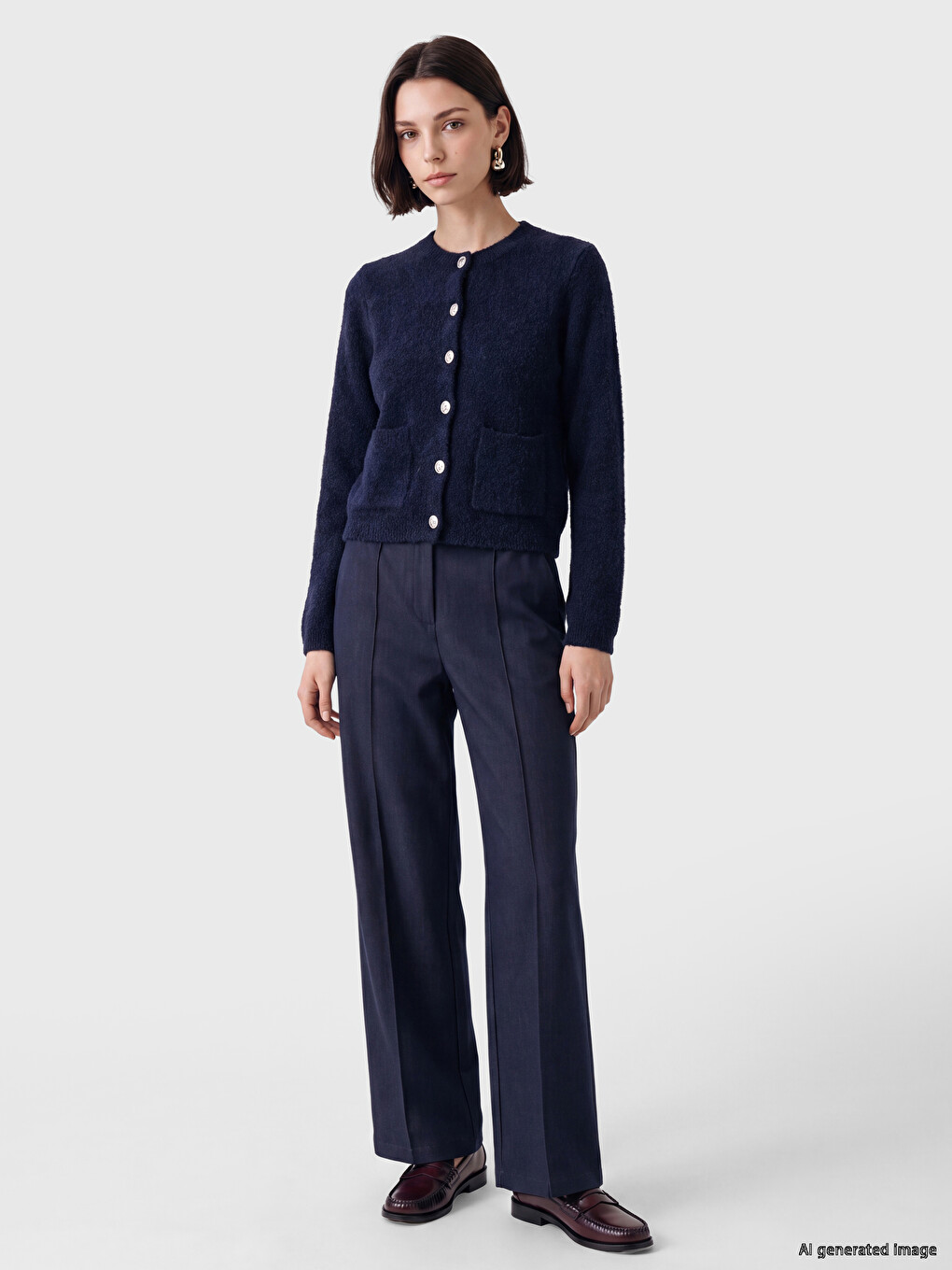 Crew Neck Women's Cardigan-1