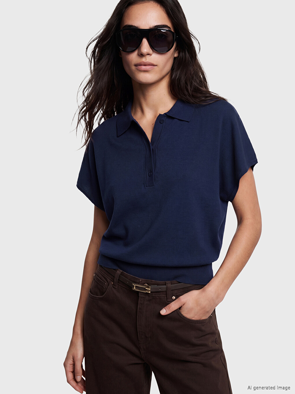 Polo Collar Women's Knitwear Sweater