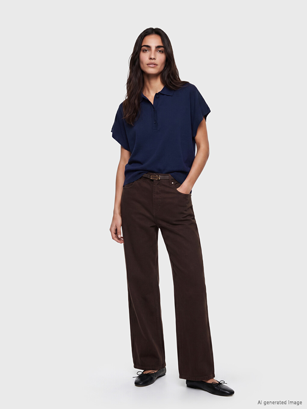 Polo Collar Women's Knitwear Sweater-1