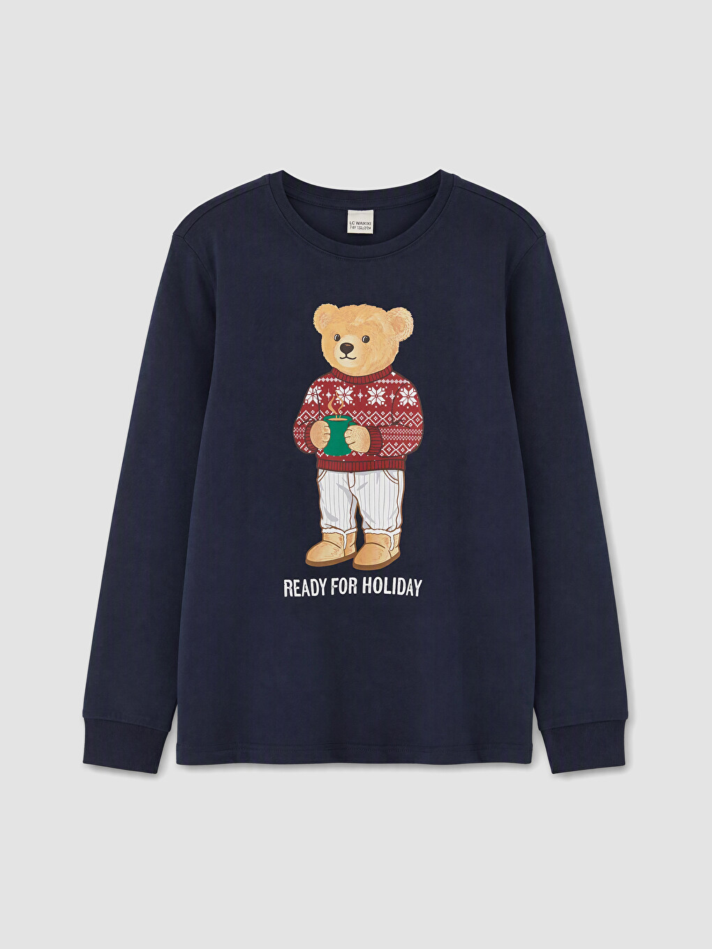 Lacivert Ayı Teddy Baskılı Erkek Çocuk Pijama Takımı-1