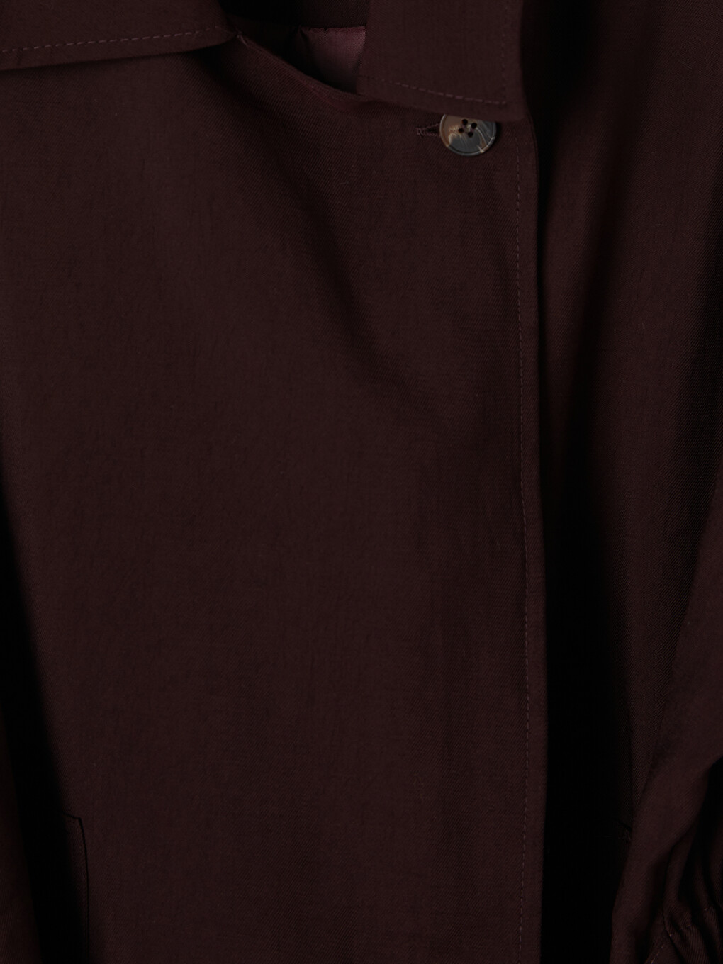 Bordo Kuşaklı Oversize Kadın Gabardin Ceket-1