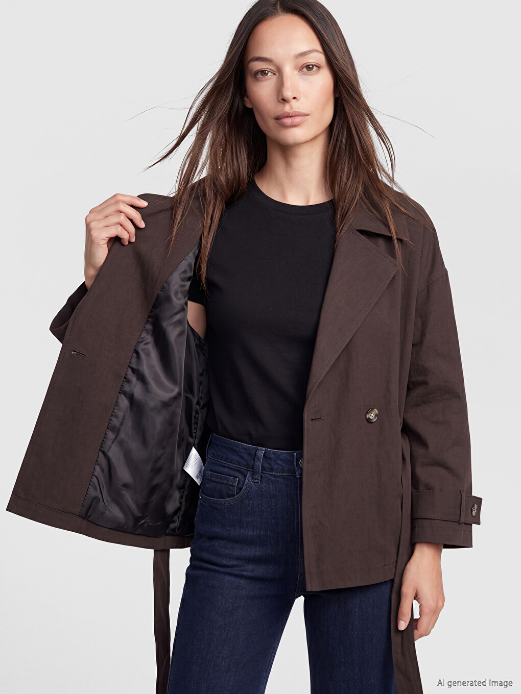 Sash Oversize Women's Twill Jacket-3