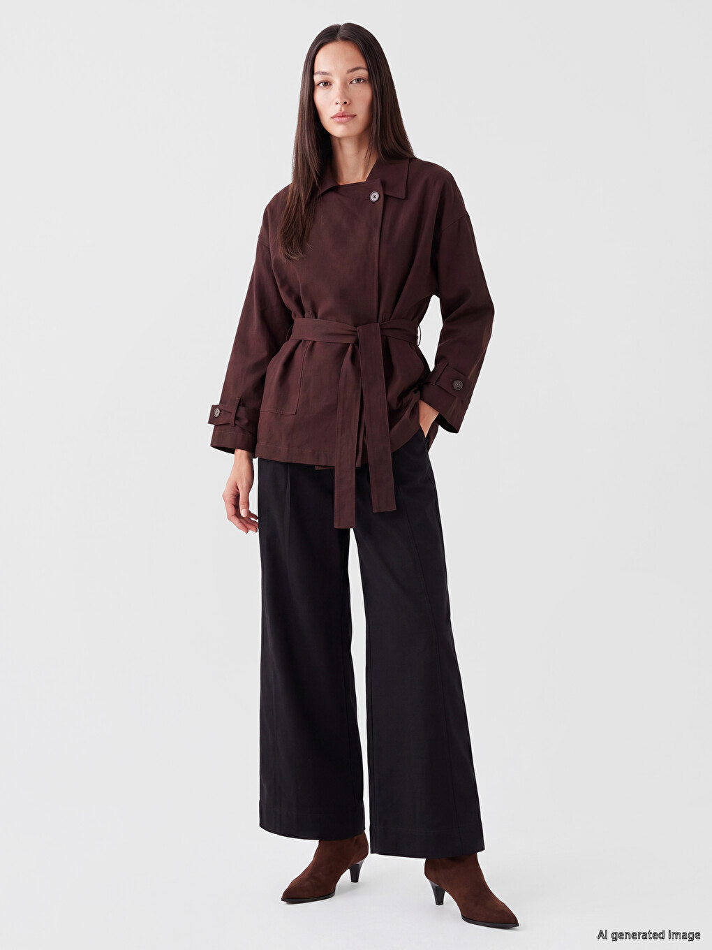 Sash Oversize Women's Gabardine Jacket-1