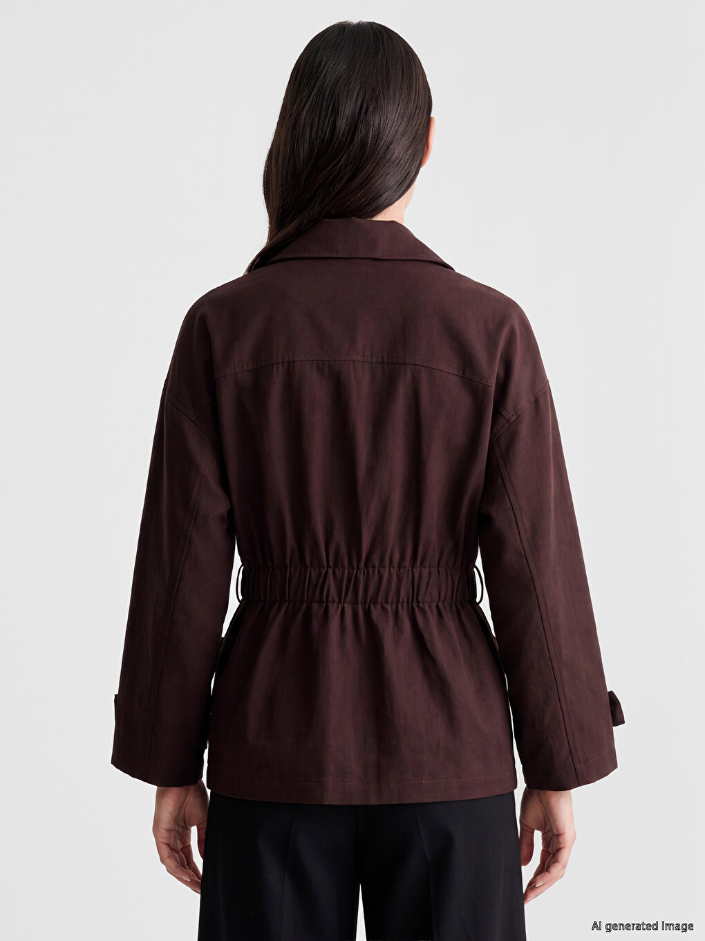 Sash Oversize Women's Gabardine Jacket-3