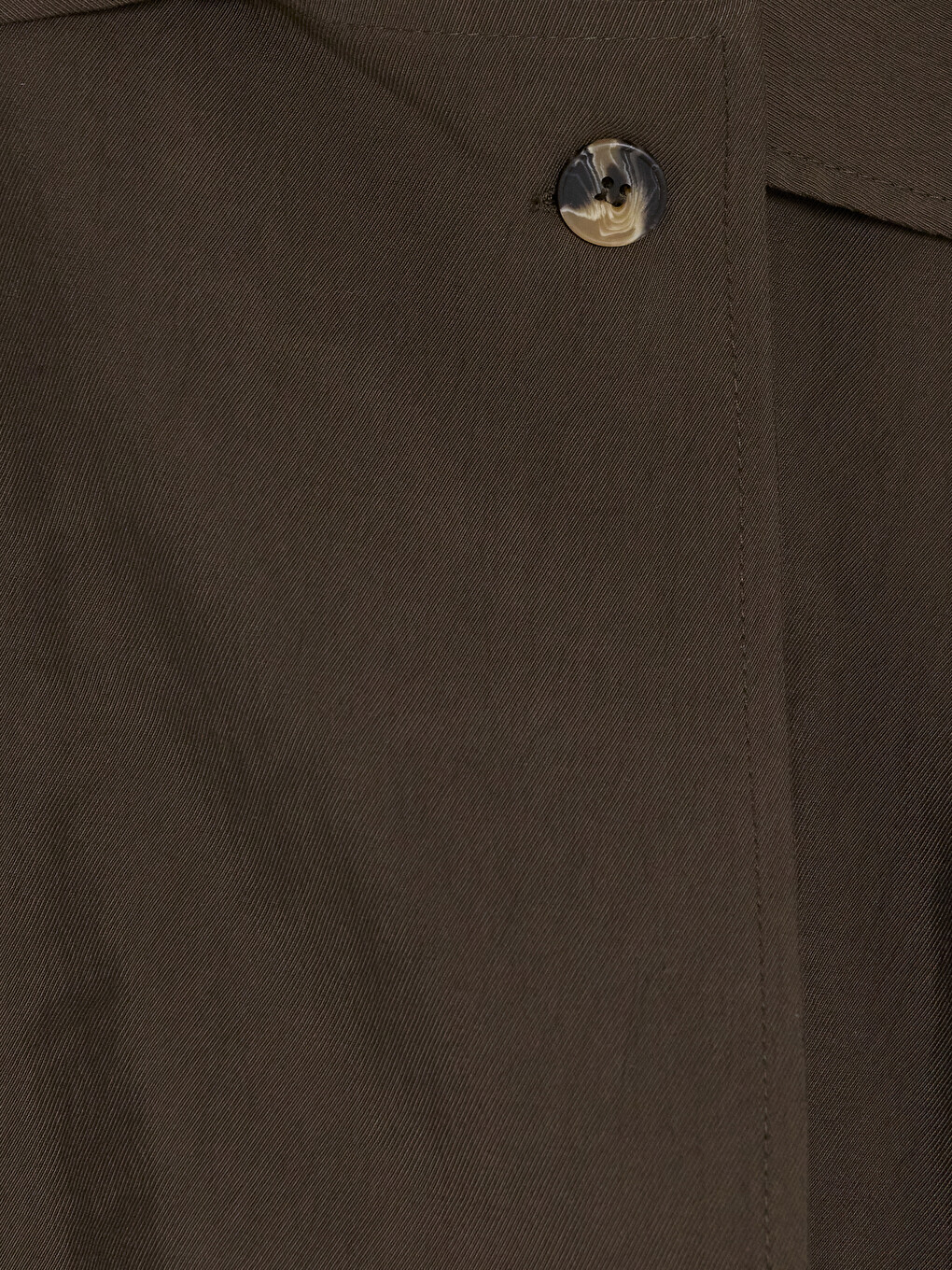 Haki Kuşaklı Oversize Kadın Gabardin Ceket-1