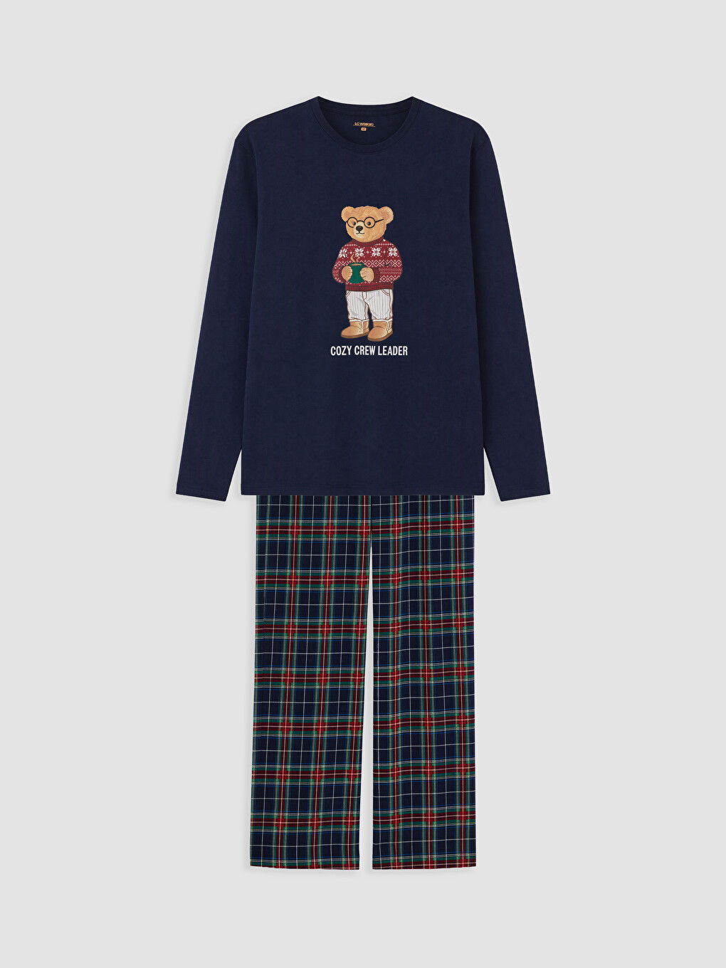 Lacivert Ayı Teddy Baskılı Erkek Pijama Takımı