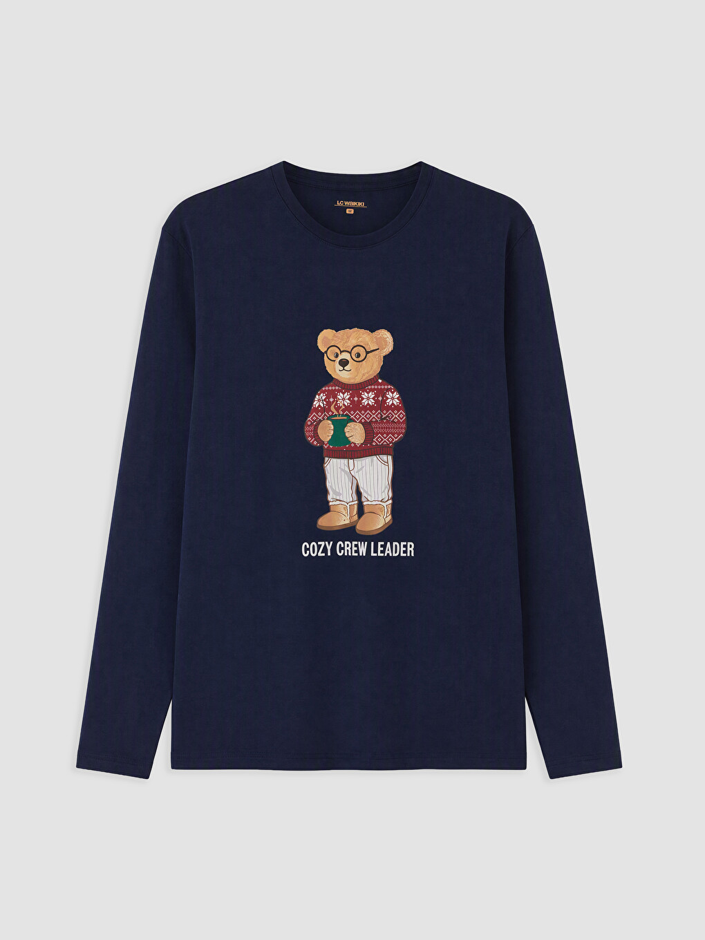 Lacivert Ayı Teddy Baskılı Erkek Pijama Takımı-1