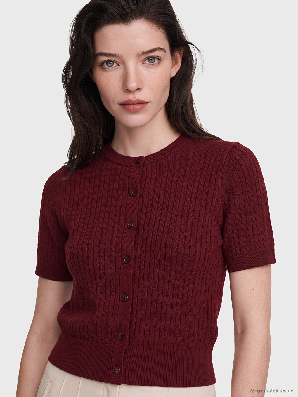 Crew Neck Women's Knitwear Cardigan