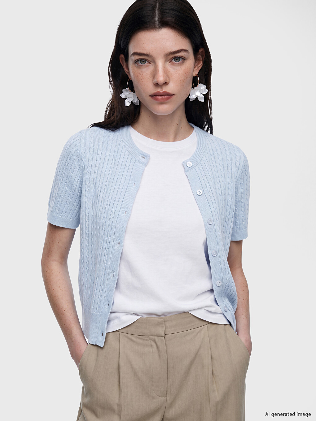 Crew Neck Women's Knitwear Cardigan