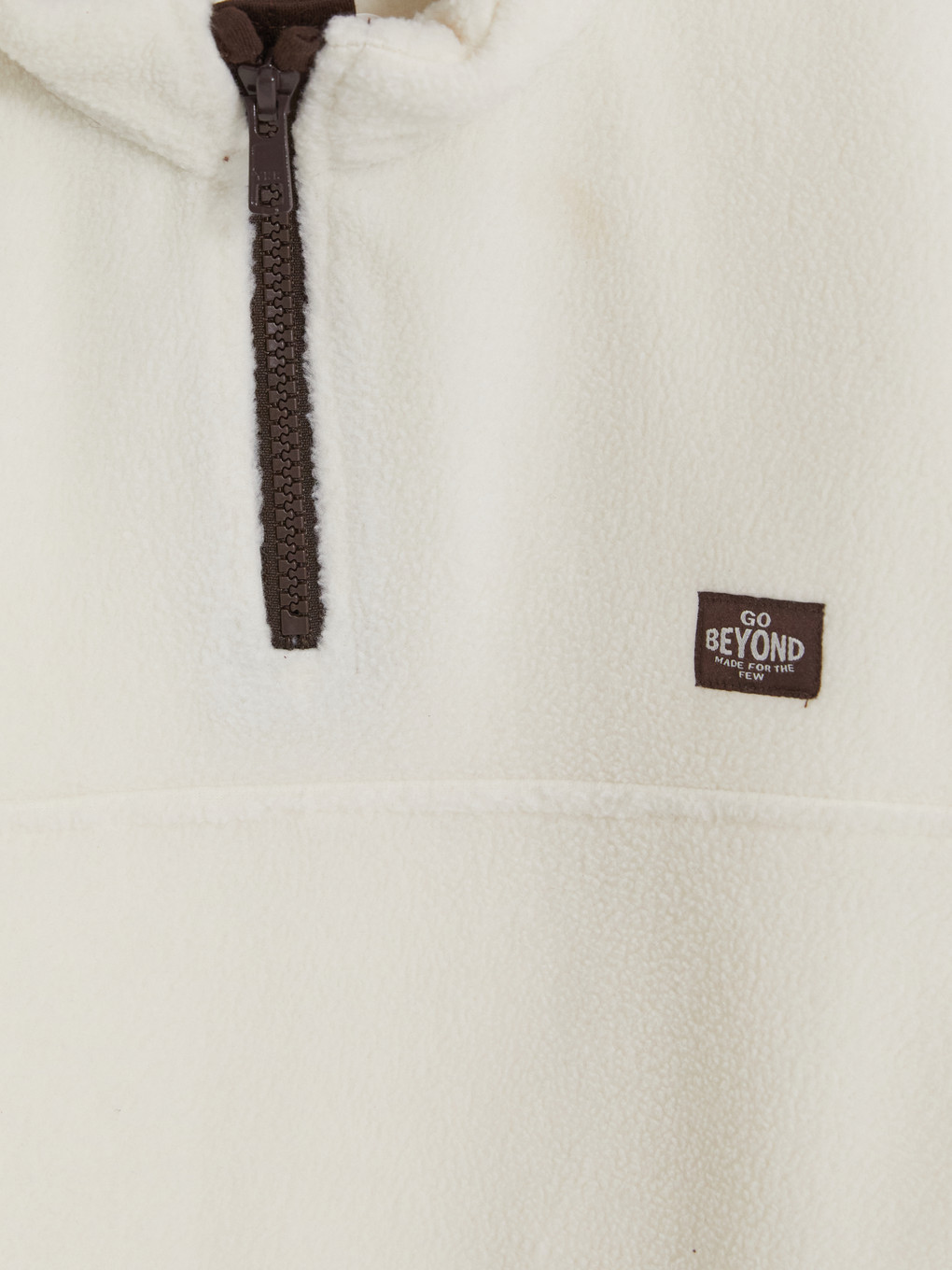 Bej Dik Yaka Erkek Çocuk Polar Sweatshirt-2