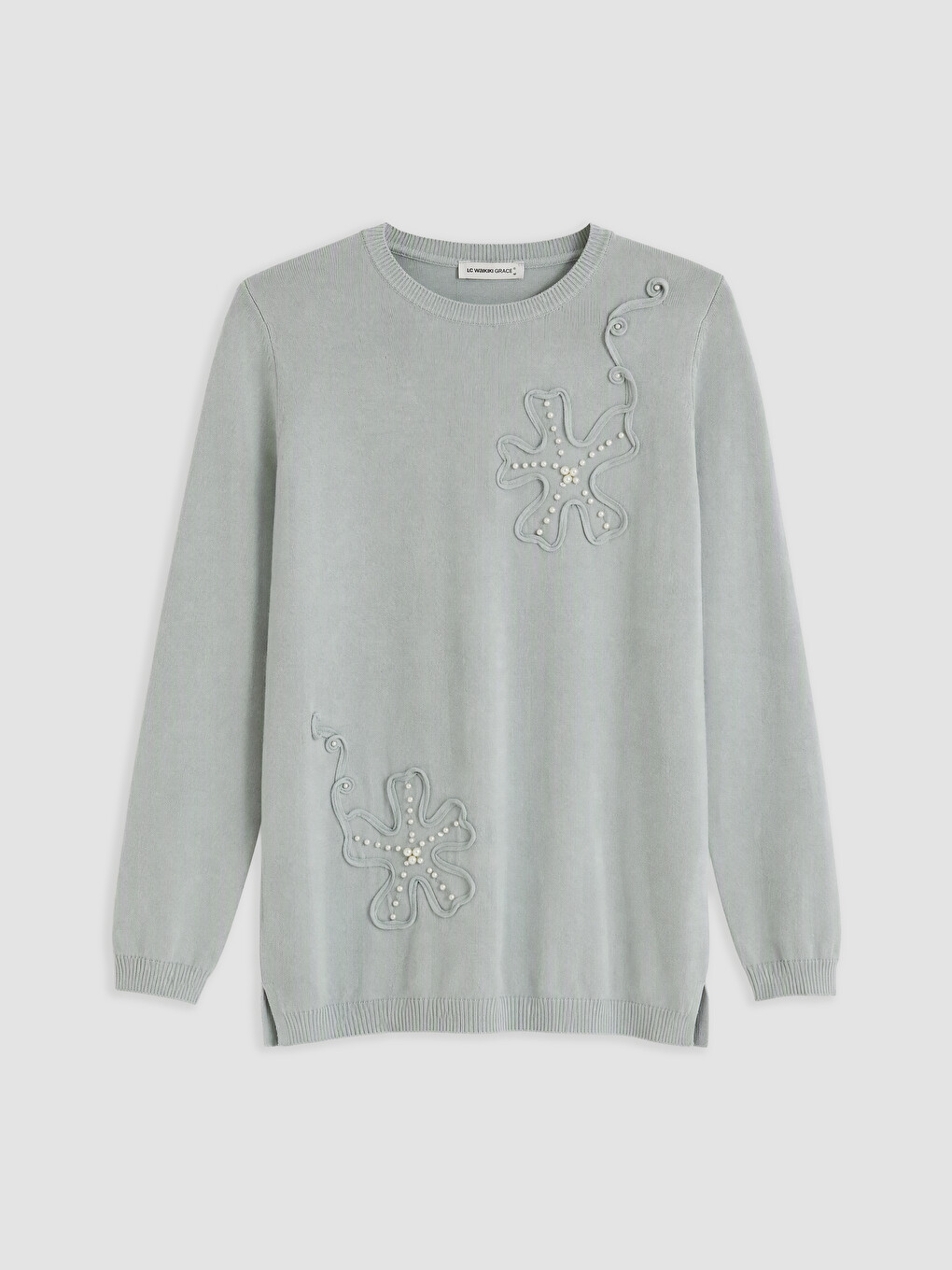 Crew Neck Embroidered Women's Knitwear Sweater
