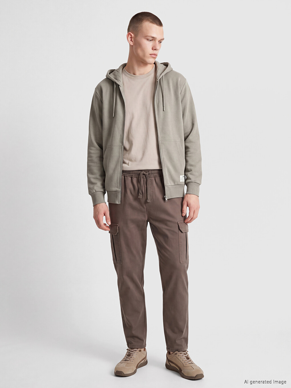 Kahverengi Regular Fit Erkek Kargo Pantolon-1