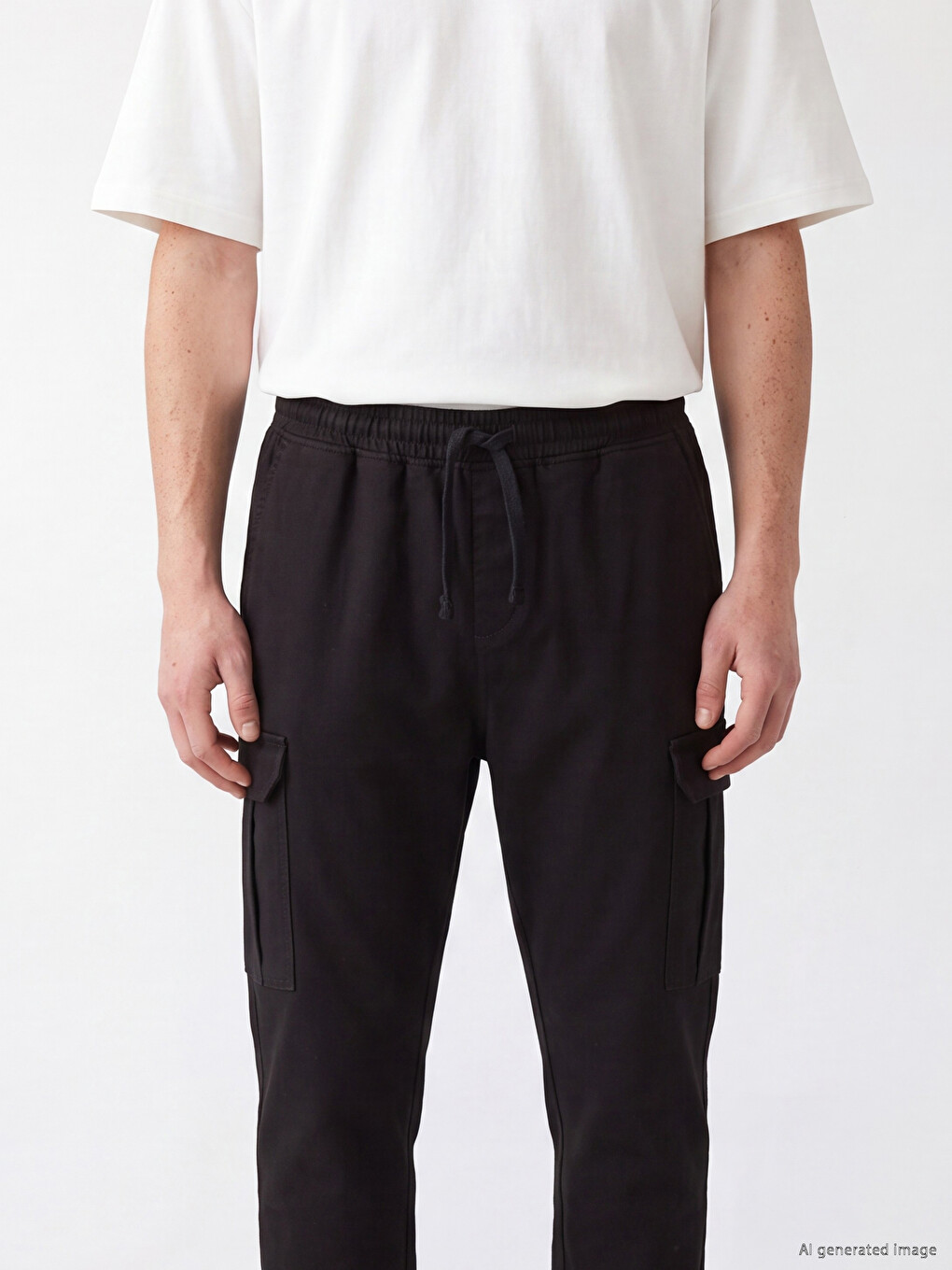 Siyah Regular Fit Erkek Kargo Pantolon-2
