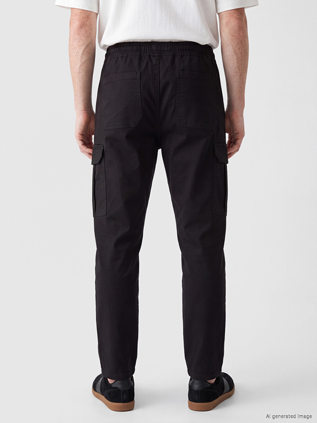 Siyah Regular Fit Erkek Kargo Pantolon-3
