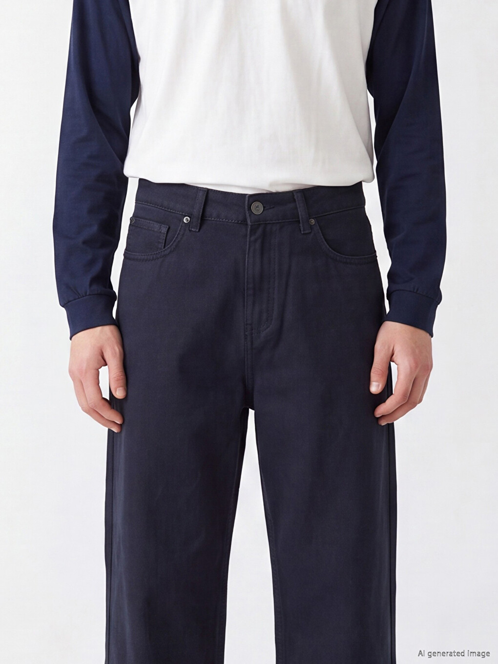 Lacivert Relax Fit Gabardin Erkek Pantolon-2
