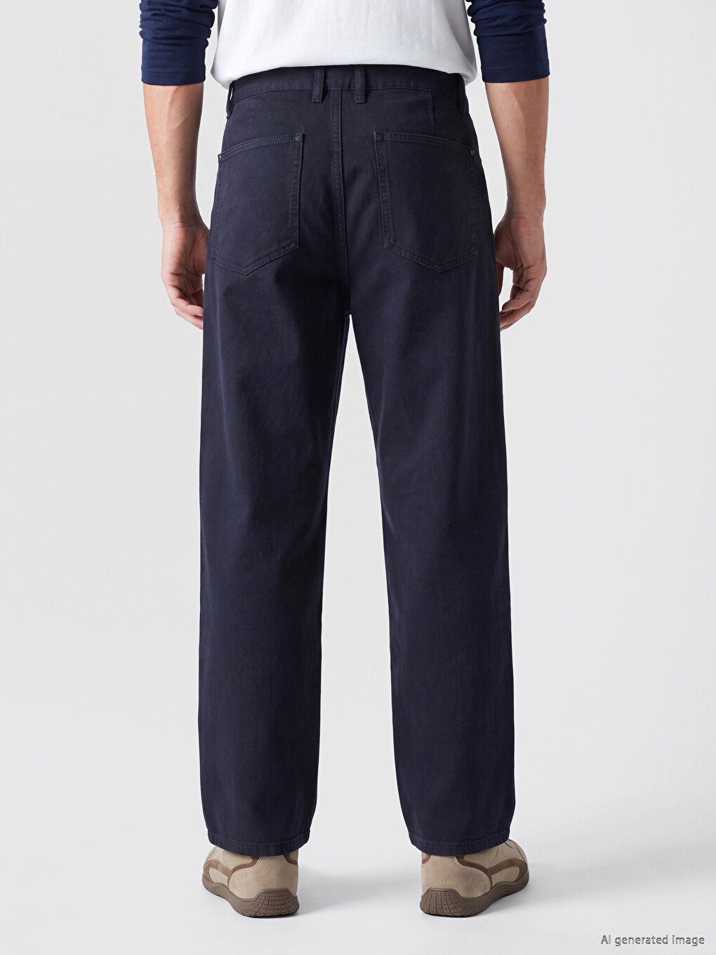 Lacivert Relax Fit Gabardin Erkek Pantolon-3
