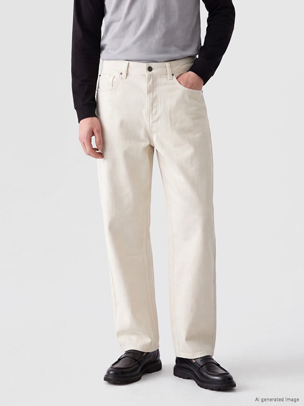 Bej Relax Fit Gabardin Erkek Pantolon-1