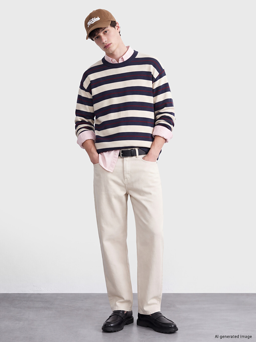 Bej Relax Fit Gabardin Erkek Pantolon-1