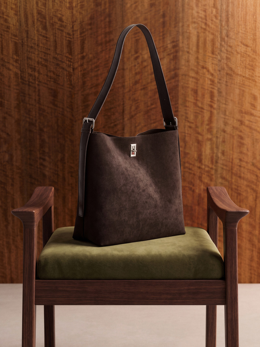  Suede-looking Women's Hand and Shoulder Bag