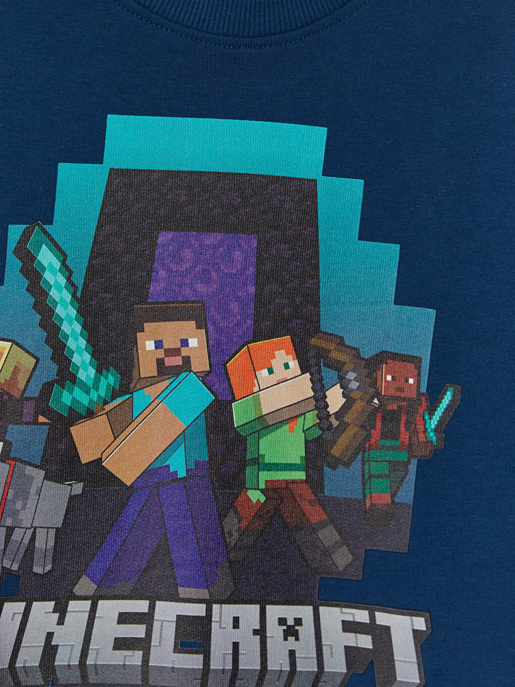 Petrol Minecraft Baskılı Erkek Çocuk Sweatshirt-2