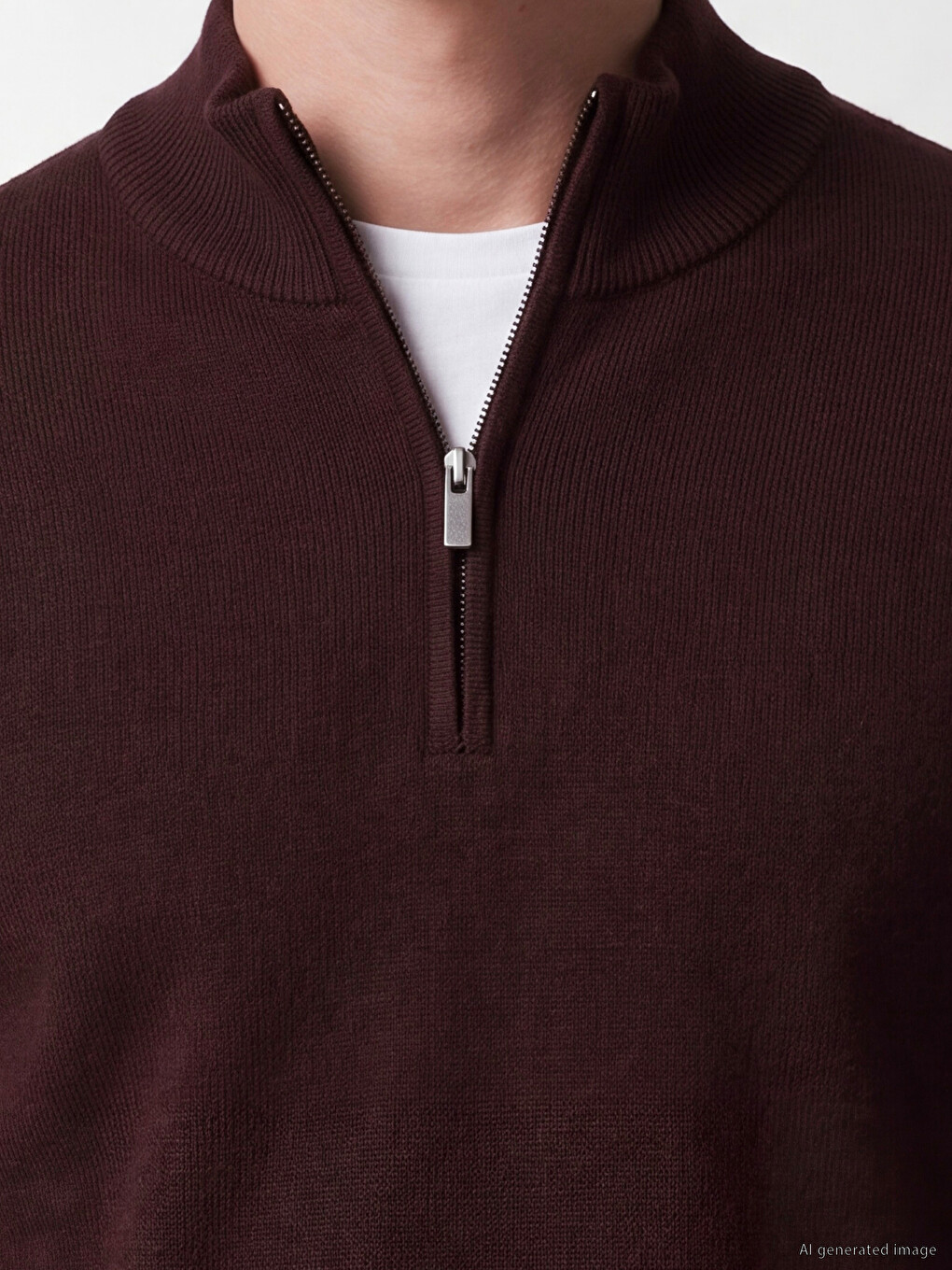 Pulover Tricotat Mock Neck Bărbați-2