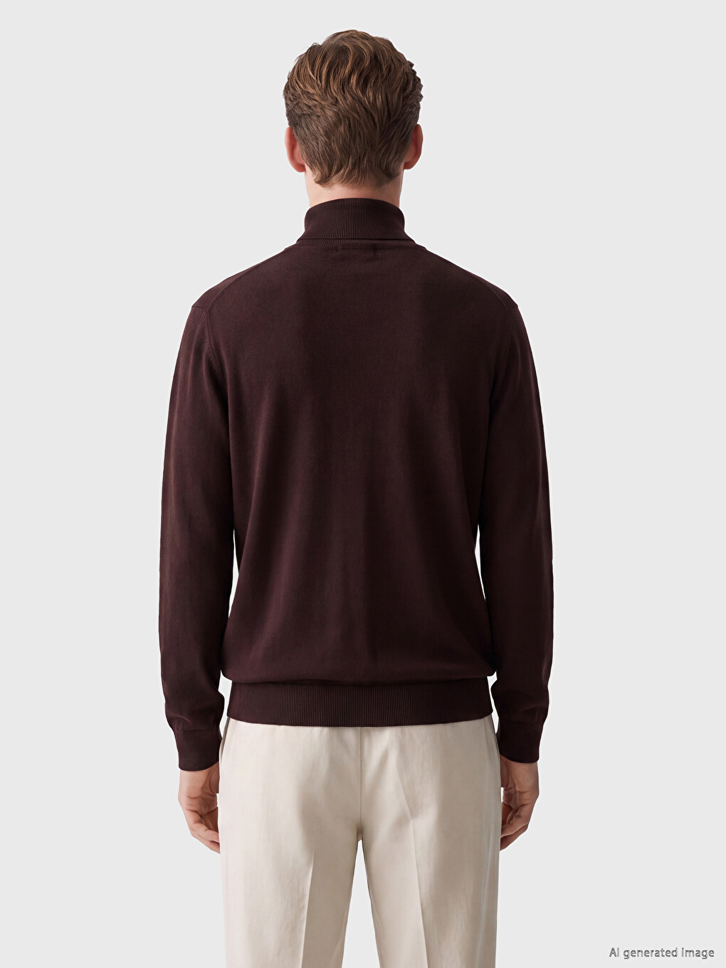 Pulover Tricotat Mock Neck Bărbați-3