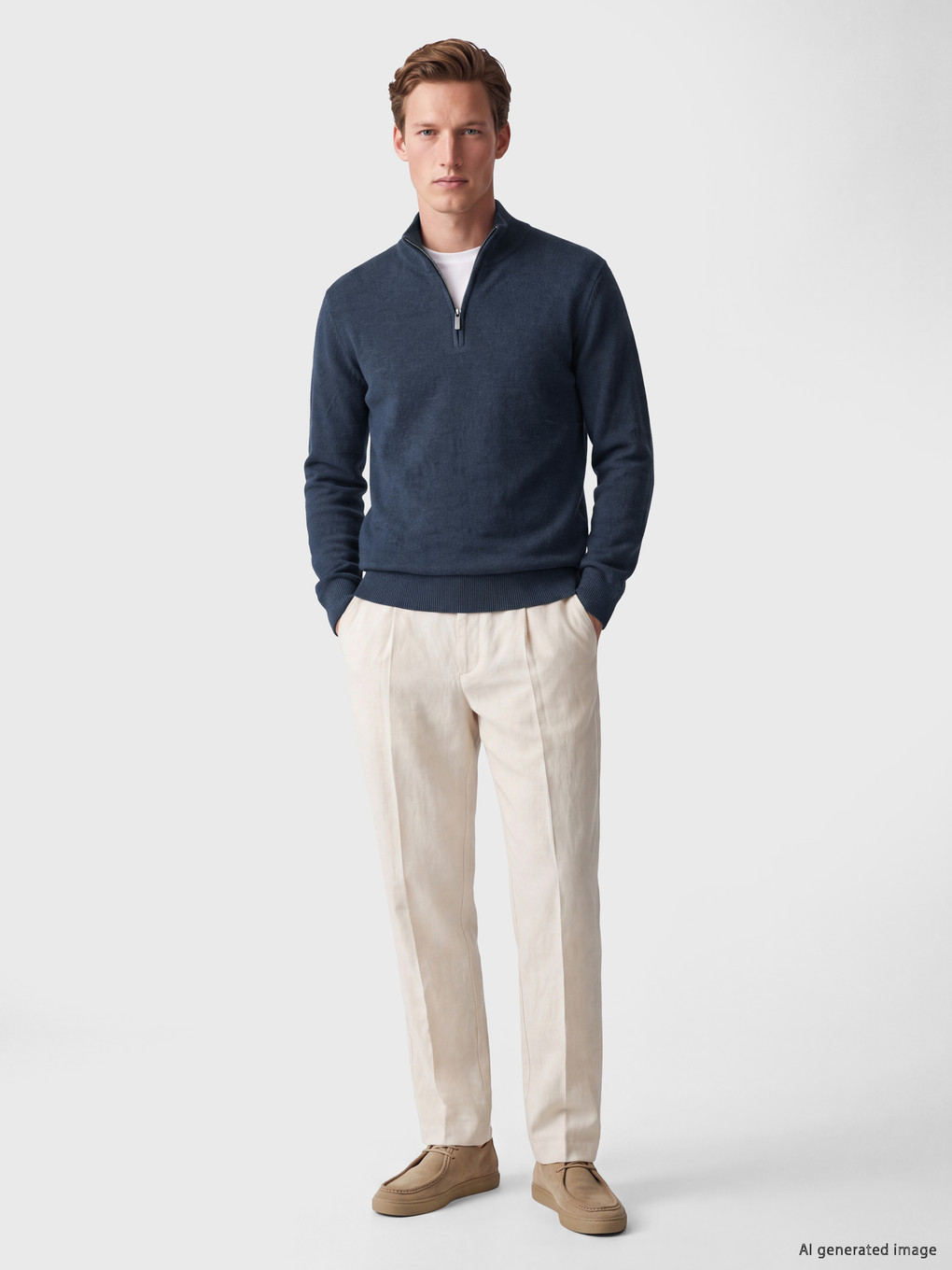 Pulover Tricotat Mock Neck Bărbați-1