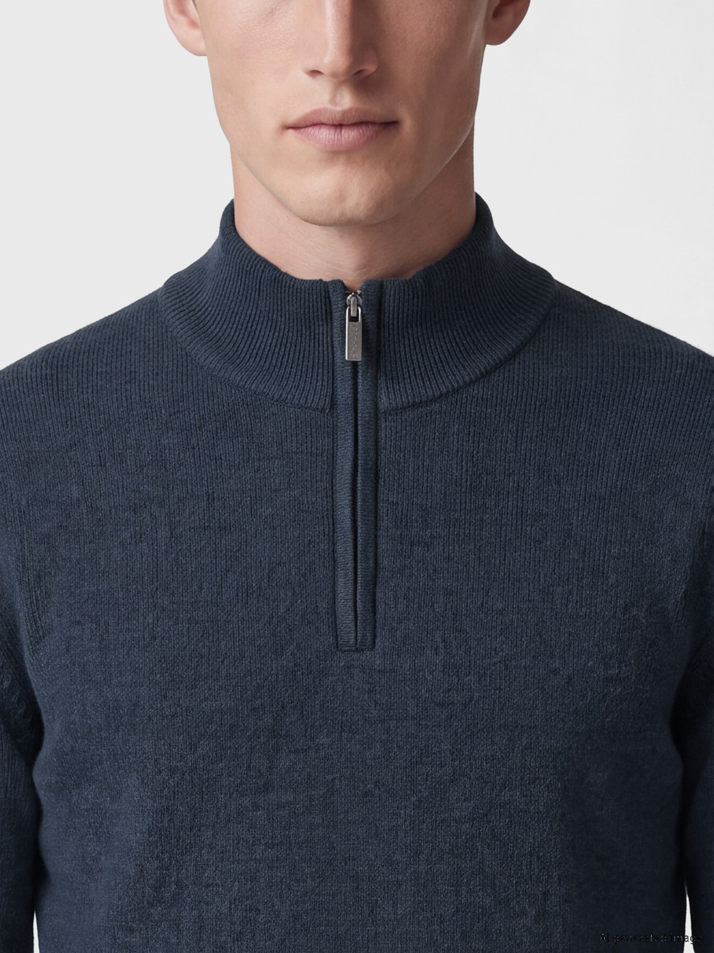 Pulover Tricotat Mock Neck Bărbați-2