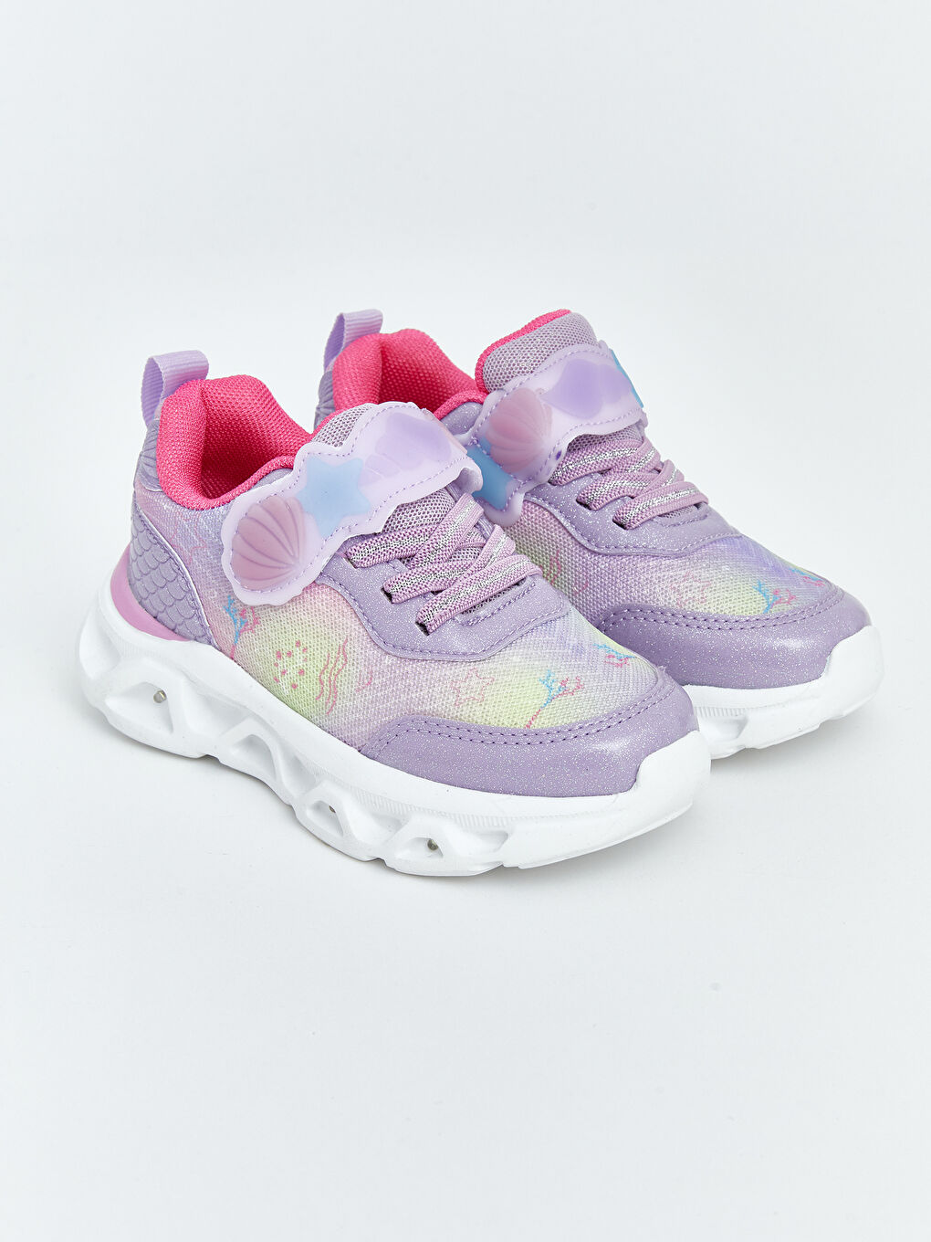Lila Tabanı Işıklı Kız Çocuk Spor Ayakkabı-1
