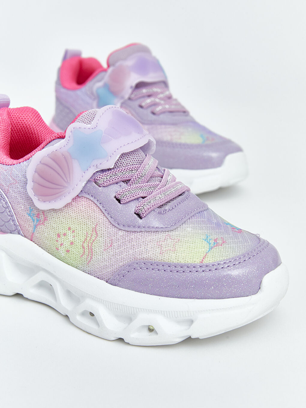Lila Tabanı Işıklı Kız Çocuk Spor Ayakkabı-3