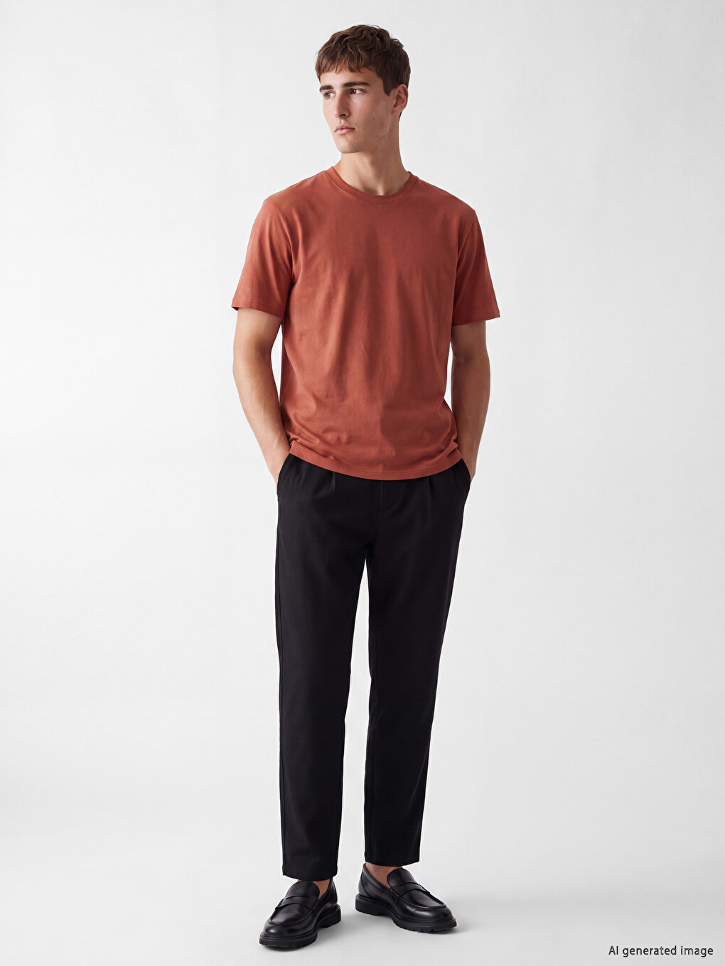 Siyah Regular Fit Erkek Pileli Pantolon-1