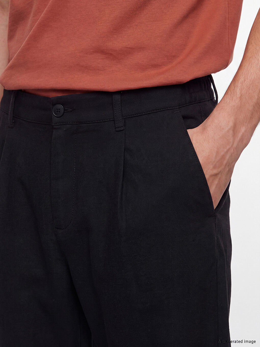 Siyah Regular Fit Erkek Pileli Pantolon-2