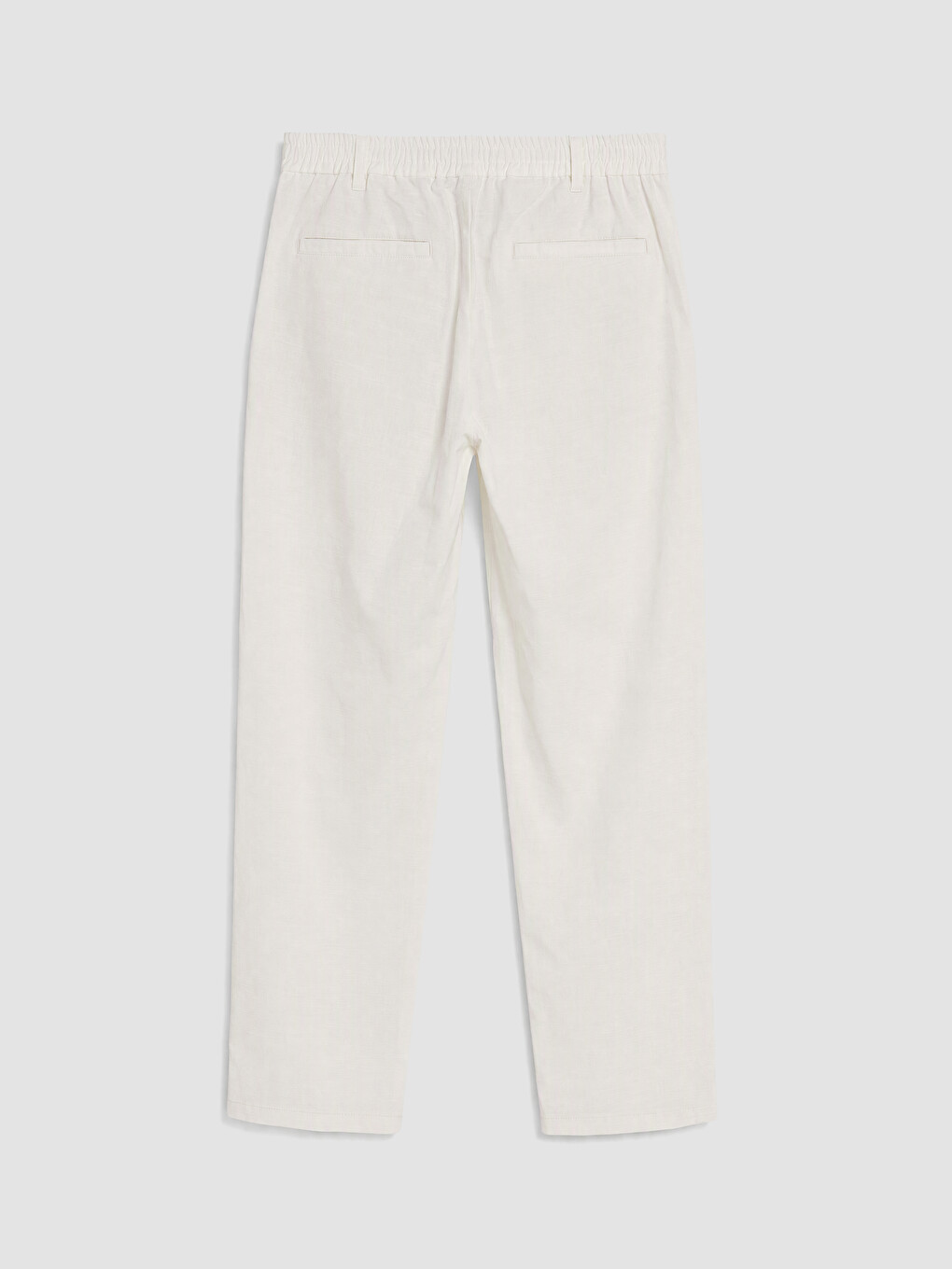 Beyaz Regular Fit Erkek Pileli Pantolon-5