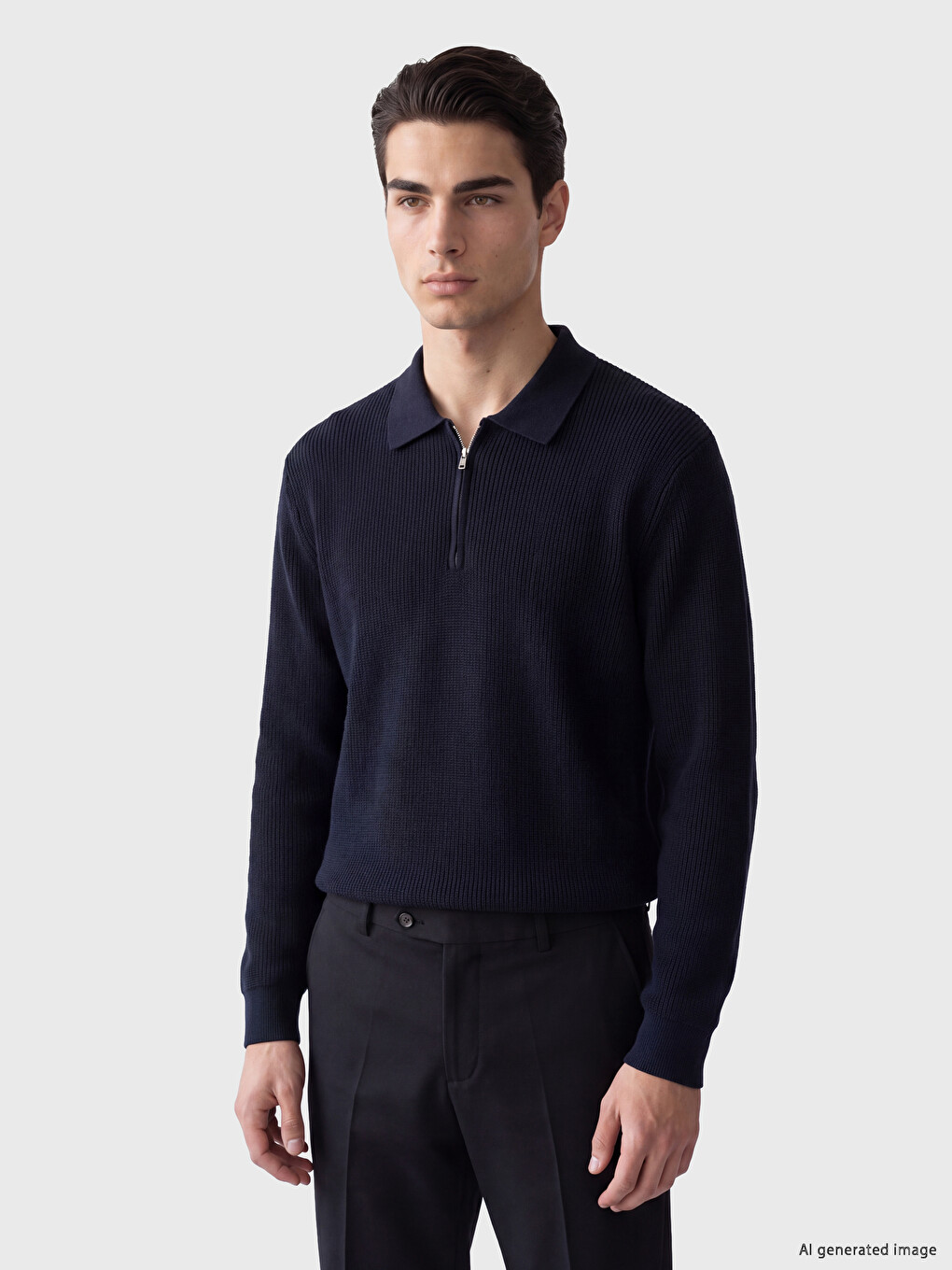Pulover Tricotat Pentru Bărbați Cu Guler Polo