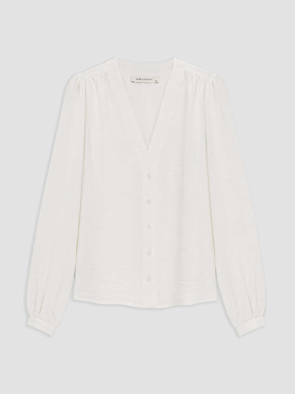 V Neck Gathered Detail Women's Blouse-4