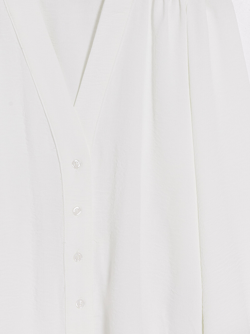 V Neck Gathered Detail Women's Blouse-6