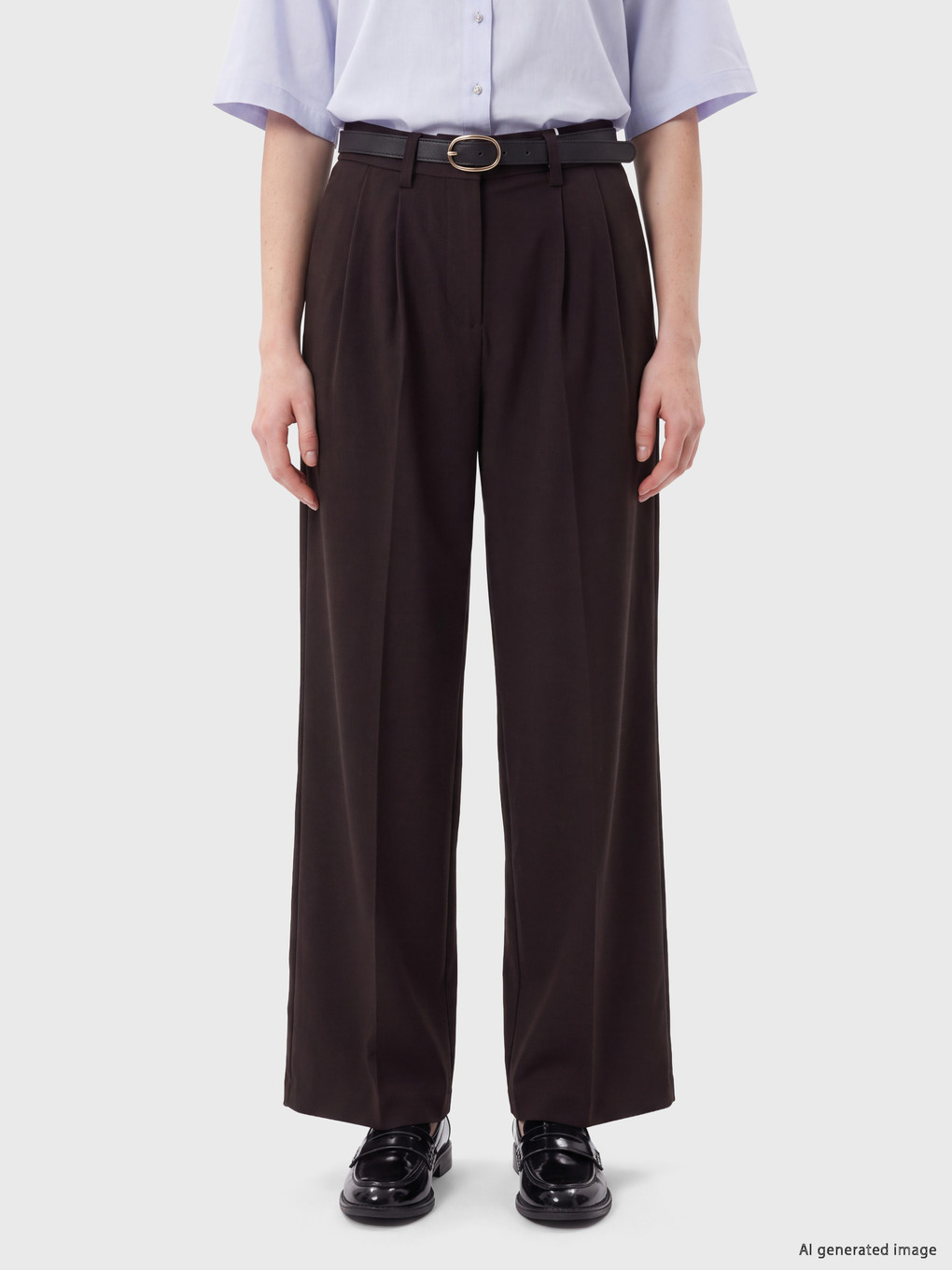 Belted Women's Fabric Trousers-1