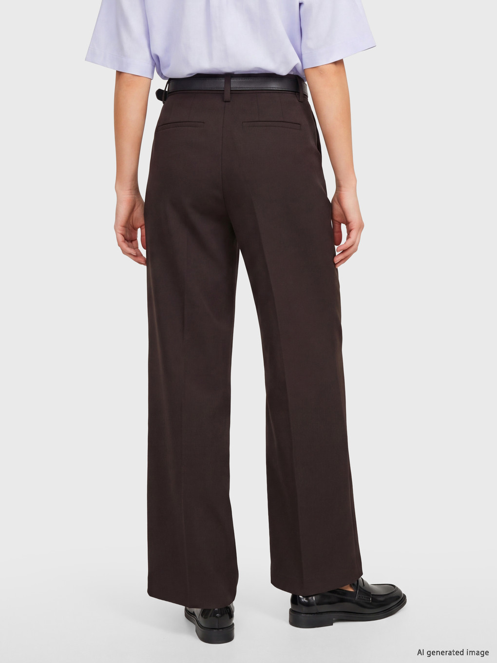 Belted Women's Fabric Trousers-3