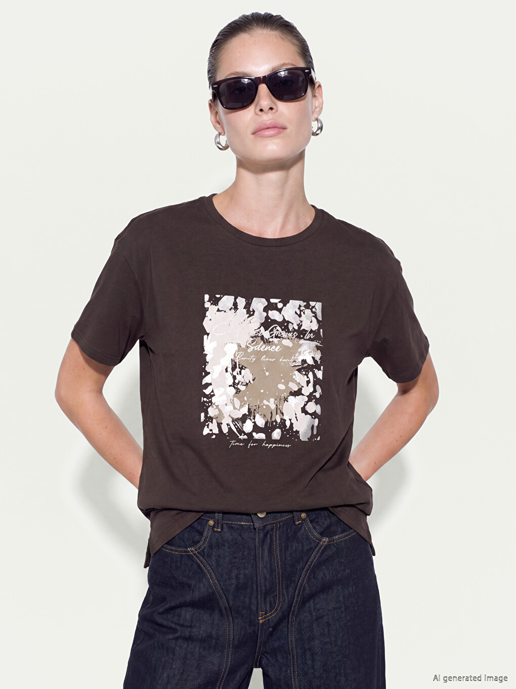 Printed %100 Cotton Women's T-shirt