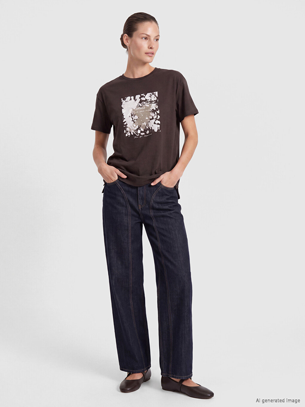 Printed %100 Cotton Women's T-shirt-1