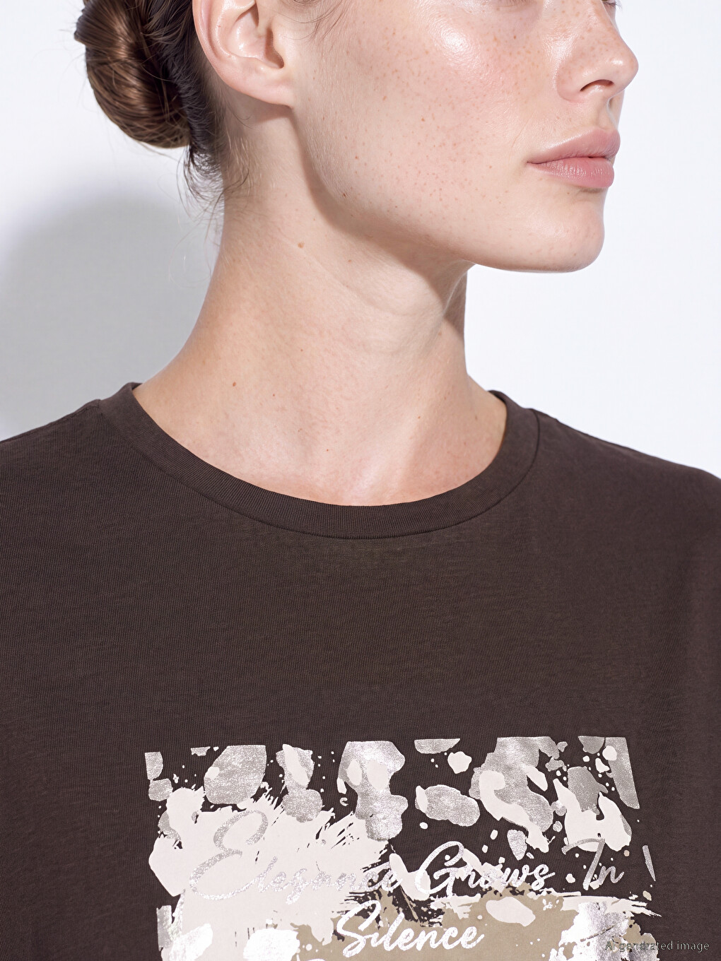 Printed %100 Cotton Women's T-shirt-2