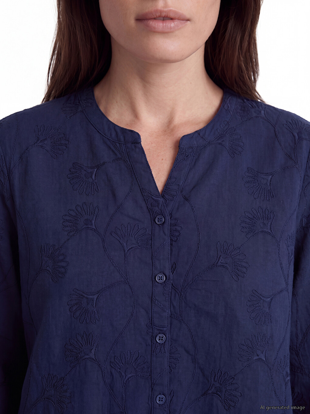 Notch Neck Embroidered Blouse-2